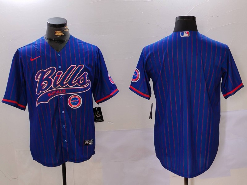 Men Buffalo Bills Blank Blue Stripe Joint Name 2024 Nike Limited NFL Jersey style 9101